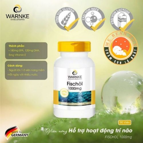 Dầu Cá Warnke Fischol Omega3 1000mg cải thiện trí nhớ, tăng khả năng tập trung, tăng cường thị lực, ngừa lão hóa của Đức