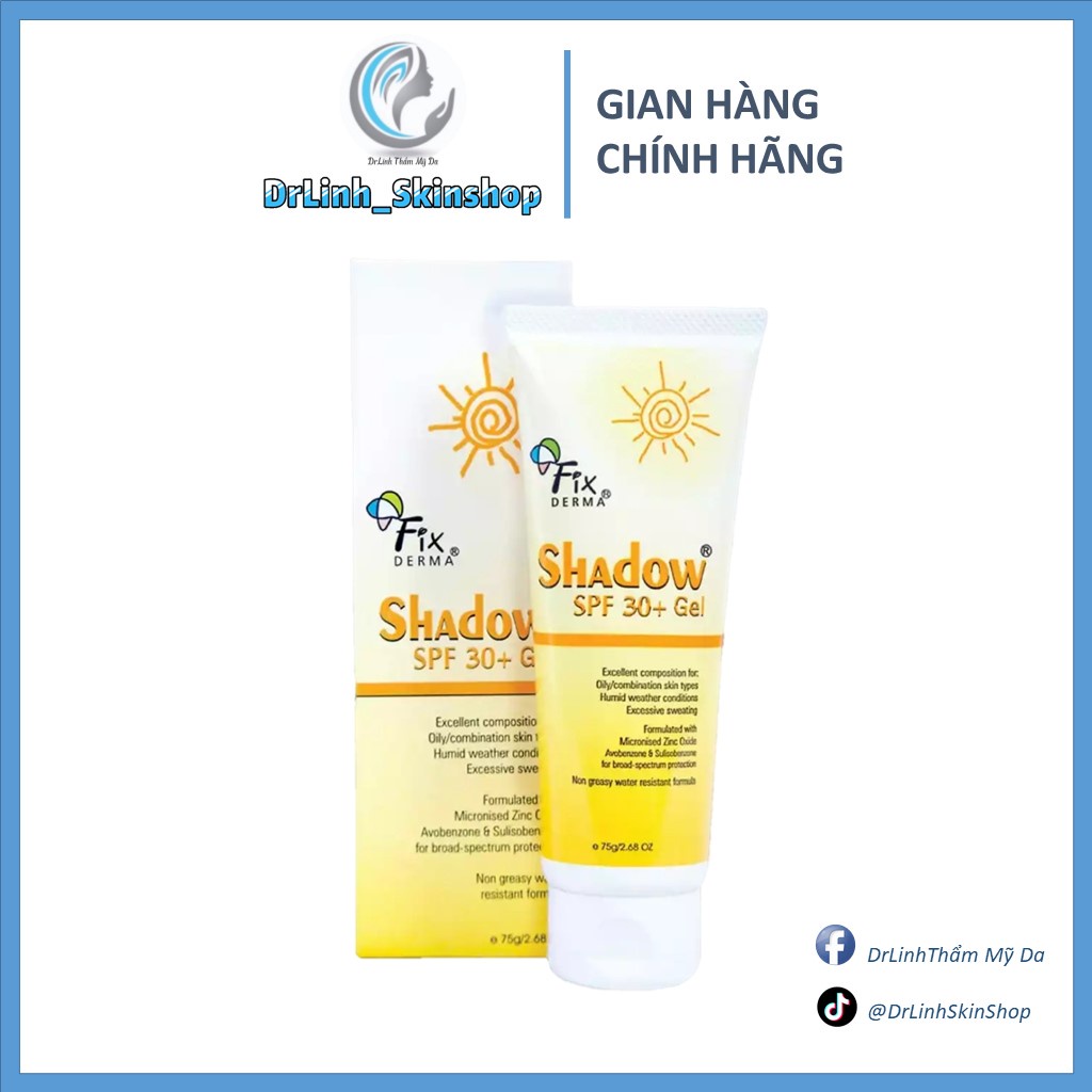 Kem Chống Nắng cho da dầu mụn Fixderma Shadow SPF 30+ Gel 75g CN01