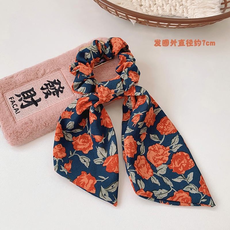 Dây Buộc Tóc Thắt Nơ Co Giãn In Họa Tiết Hoa Dễ Thương Thời Trang Hàn Quốc Cho Nữ