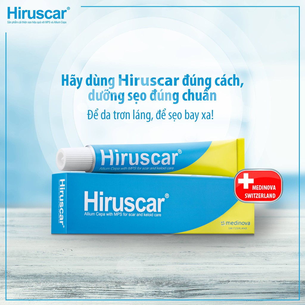 HIRUSCAR GEL [Tuýp 20g] - Gel cải thiện sẹo vừa, sẹo lõm, sẹo thâm [hirusca]