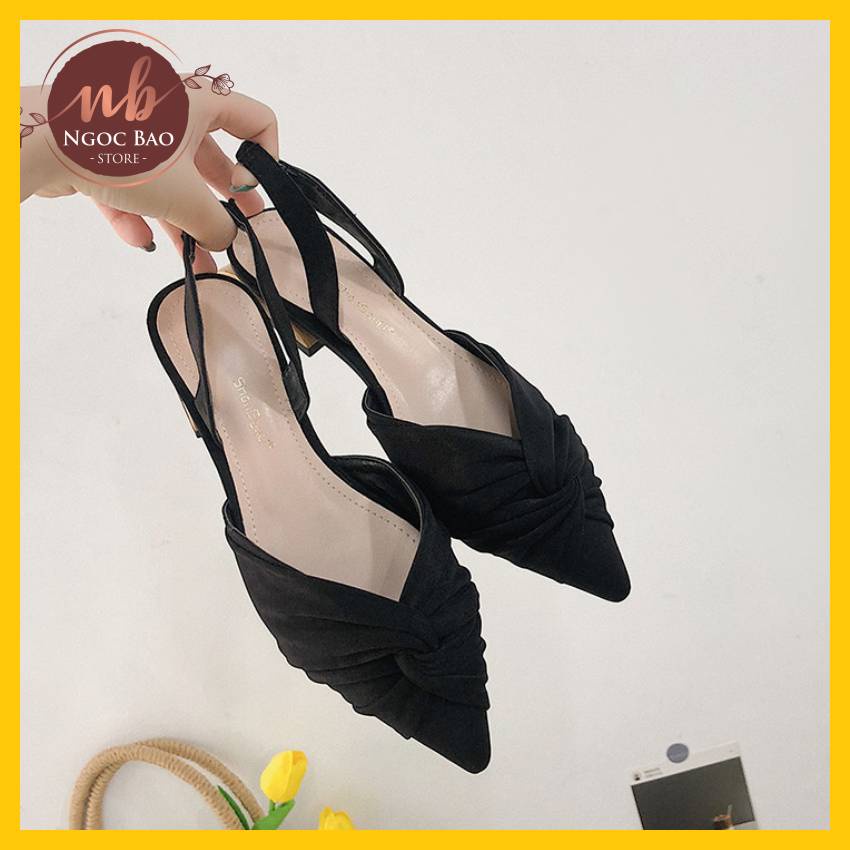 Giày búp bê nữ mũi nhọn xoắn mũi chất liệu da lộn cực xinh, giày sandal nữ đế bằng đẹp