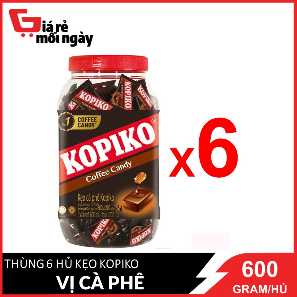 [Nguyên thùng] Kẹo cà phê Kopiko Coffee Hủ 600gX6