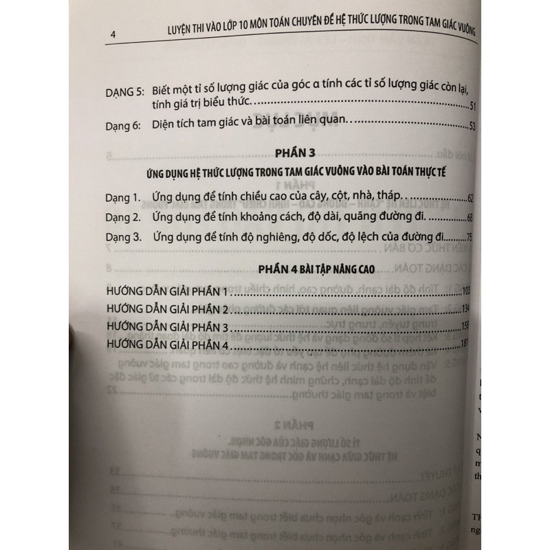 Sách - Luyện thi vào lớp 10 môn Toán Chuyên đề Hệ thức lượng trong tam giác vuông