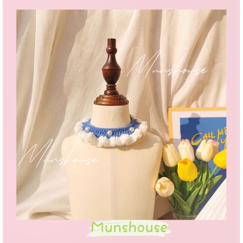 Yếm viền bèo xanh đỏ xinh cho thú cưng