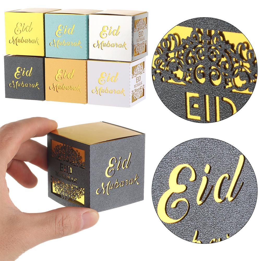 Set 5 / 10 Hộp Giấy Đựng Quà In Chữ Happy-Fitr Ramadan Kareem DIY Thời Trang