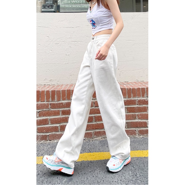 Quần jean lưng cao màu sắc đơn giản dành cho nữ