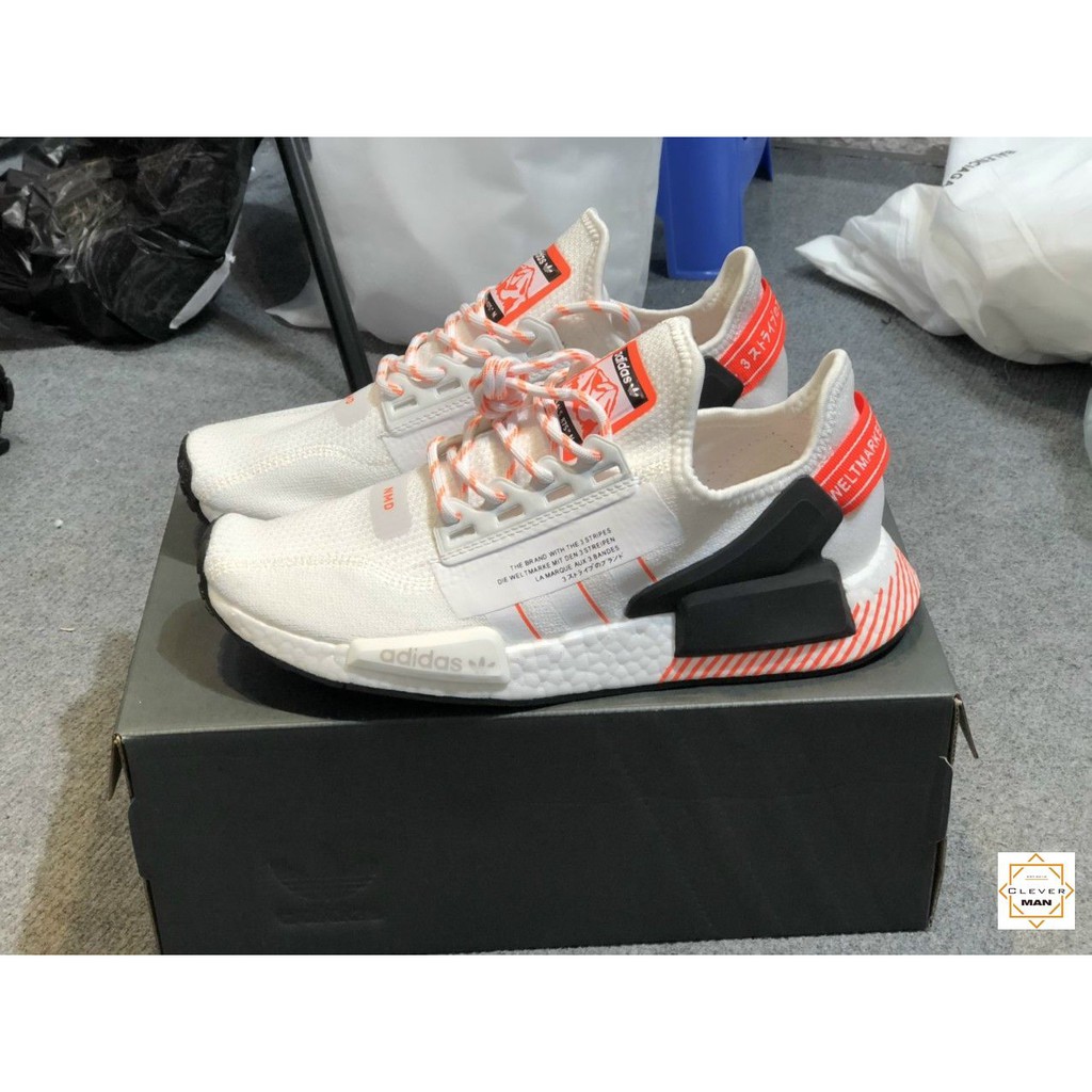 (FREESHIP+FULLBOX) Giày Thể Thao Sneakers NMD R1 V2 Trắng Gót Đỏ Cực Phong Cách Cho Cả Nam và Nữ Clever Man Store