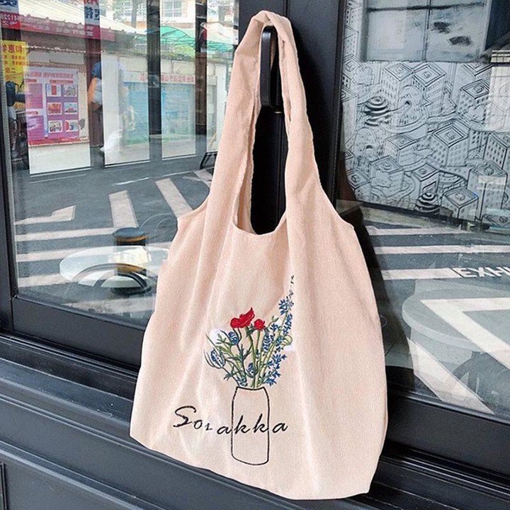 [TẶNG QUÀ HẤP DẪN] Túi tote vải bố đựng đồ canvas in hình bình hoa phong cách Hàn Quốc