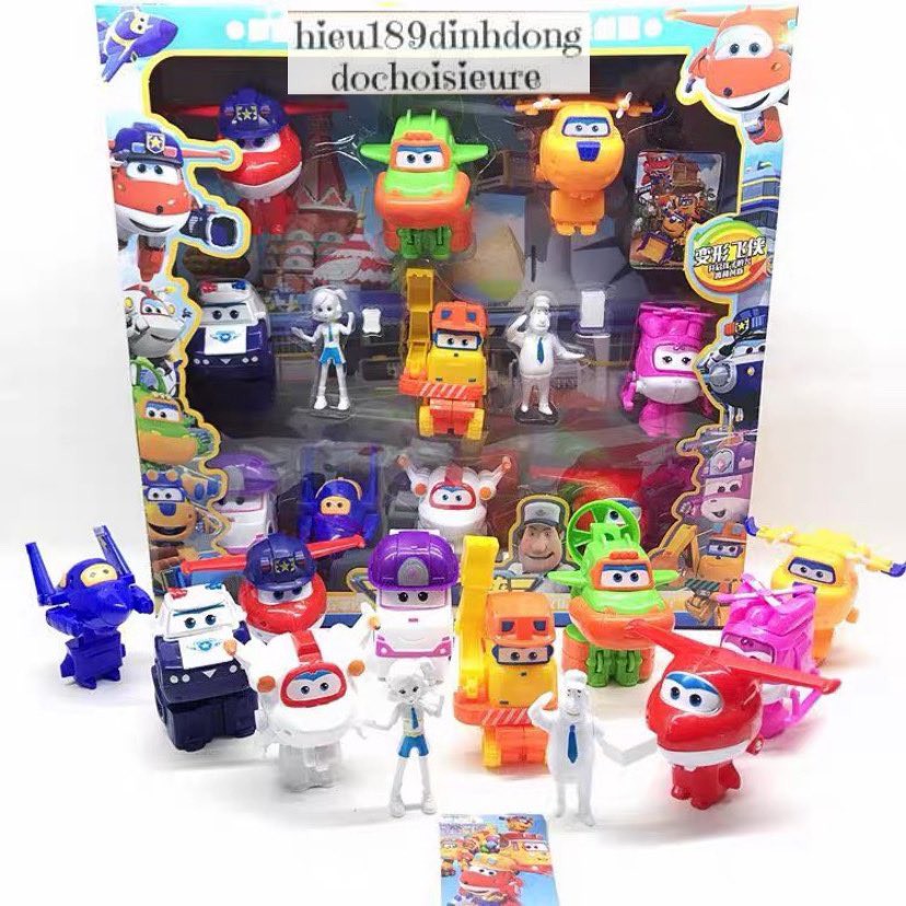 Hộp 10 nhân vật Đội Bay Siêu Đẳng Poli car loại to đẹp kèm 2 thành viên đội bay