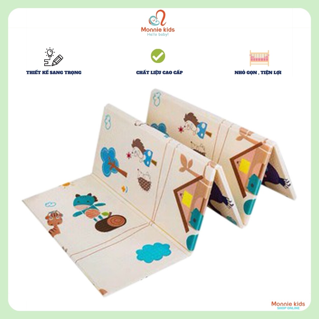 Thảm nằm gấp gọn cho bé Honper 90x40x10cm, thảm nằm họa tiết an toàn cho trẻ - Monnie Kids