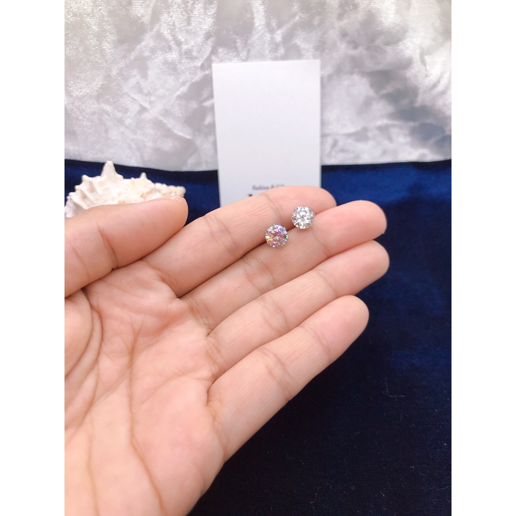 Bông tai thép không rỉ đinh tán Bead size 7mm và 8mm – khuyên tai ViVi_Gift