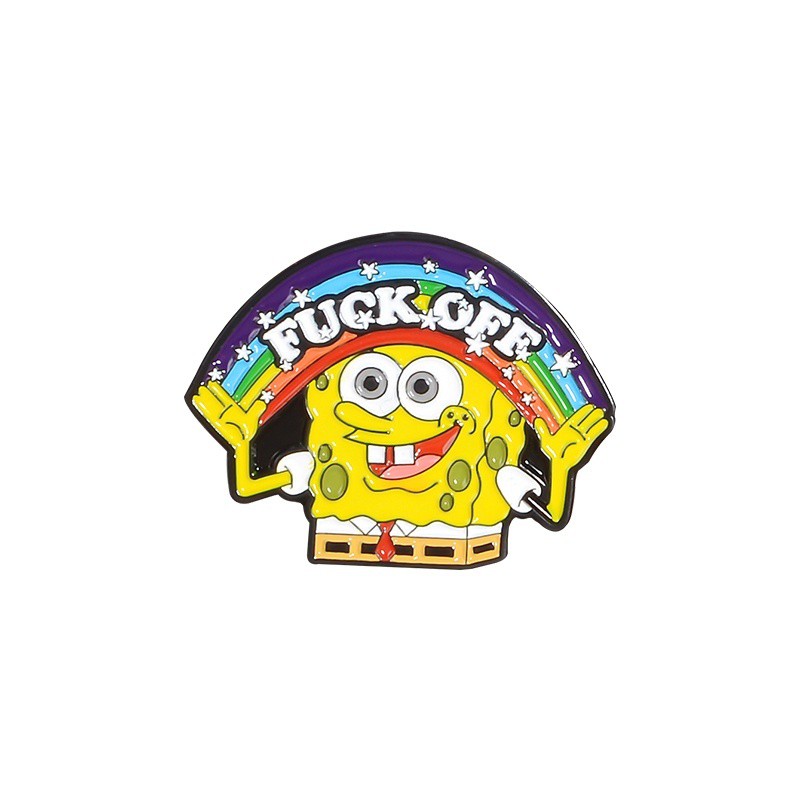 Spongebob Enamel Pin Rainbow Banner Lettering Spongebob Brooch Funny Lapel Pin Badge