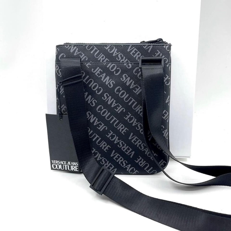 TNS-Túi đeo chéo nam form chữ nhật couture siêu hottrend VSJ sling bag-chất da cao cấp-tone đen chữ trắng cá tính