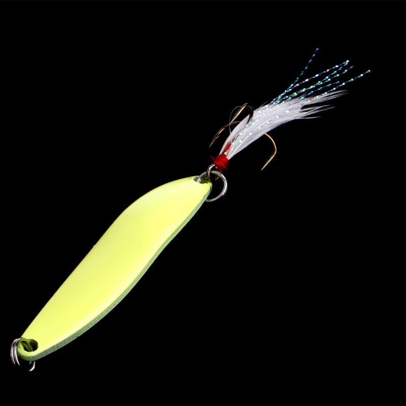 Mồi Câu Cá Giả Chất Liệu Kim Loại Phát Sáng Trong Tối Phối Lông Vũ
