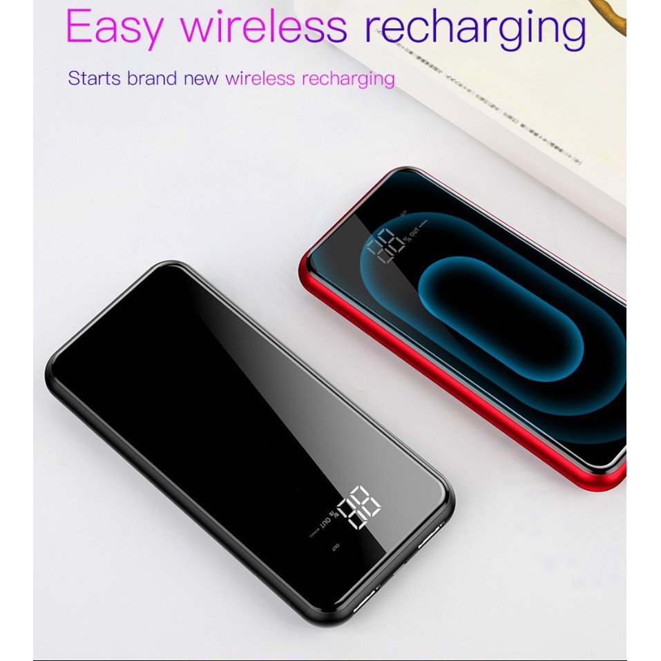 Pin sạc dự phòng không dây Baseus LV197 cho iPhoneX (LCD Qi Wireless Charger, 8000 mAh, 2A, Power Bank)