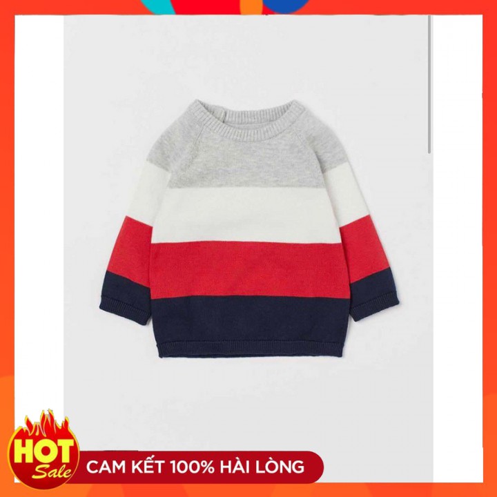 Áo Len H-M Phối Đỏ - Áo Len Cho Bé Trai Pha Màu