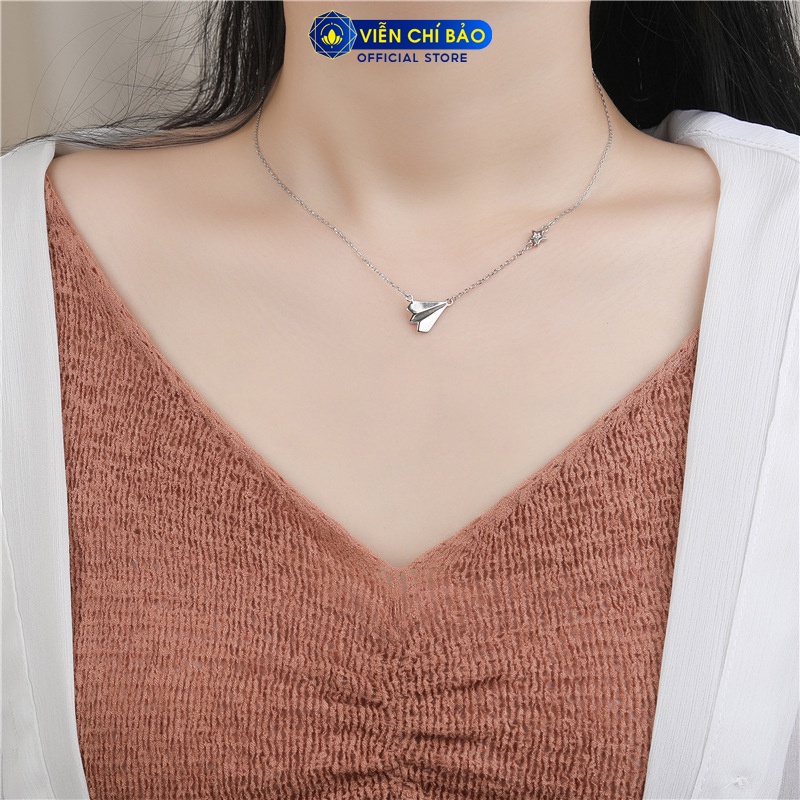 Dây chuyền bạc nữ Viễn Chí Bảo hình Máy bay giấy chất bạc 925 thời trang phụ kiện trang sức nữ D400283x