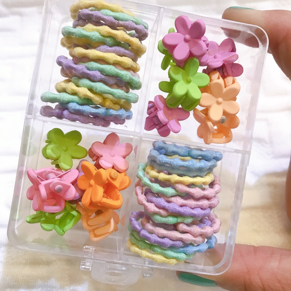 Set HỘP dây cột tóc và kẹp Tết năm mới xinh dễ thương phụ kiện tóc cho bé gái hàng cao cấp loại 1 hình thật shop