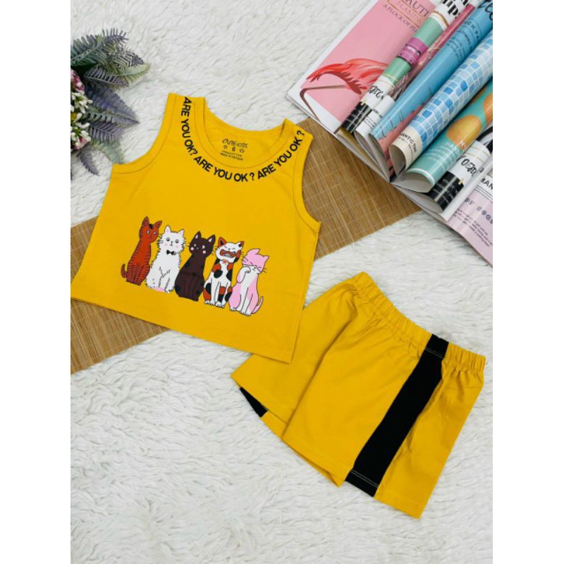 Đồ Bộ Mèo Vàng cho Bé Gái