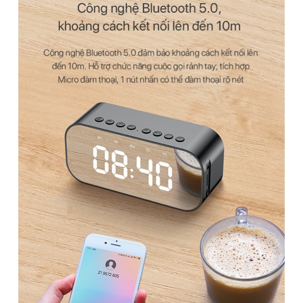 Loa Bluetooth ROBOT RB550 Đồng Hồ Hiển Thị LED - Hỗ trợ thẻ nhớ Micro SD &amp; Jack cắm 3.5 -BH 1 ĐỔI 1 12 THÁNG-Chính Hãng