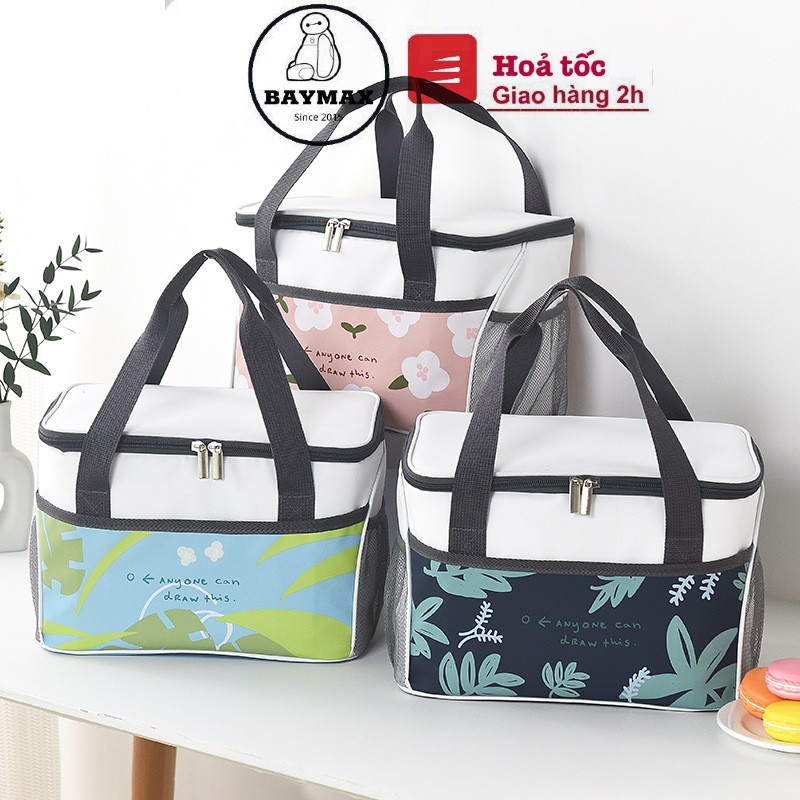 Túi đựng cơm cao cấp vải CANVAS Bailing 3 lớp cách nhiệt, cỡ to size 29x20x19cm