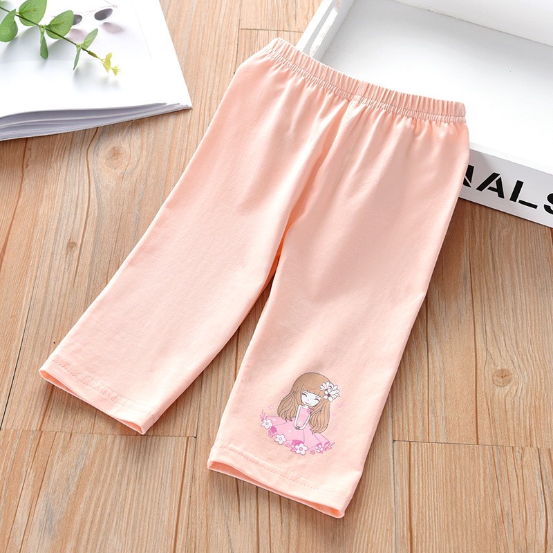 Quần Legging đùi cô gái chất liệu cotton đẹp co giãn thoải mái cho bé gái 10 - 50kg