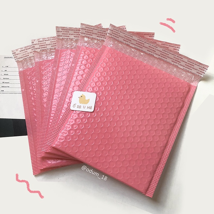 Bộ 5 túi bóng khí chống sốc gói card màu hồng size 18x20cm