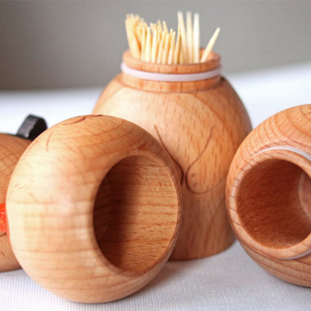 Hộp gỗ tự nhiên đựng tăm xỉa răng hình mèo/ gấu/ panda độc đáo