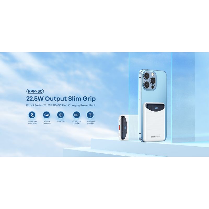 Pin sạc dự phòng Remax RPP 60 dung lượng 10000mAh hỗ trợ sạc nhanh PD - QC 22.5W siêu nhỏ gọn