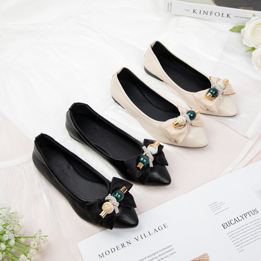 [Mã FATHANG5 giảm 10K đơn 50K] Giày búp bê đính nơ cách điệu siêu xinh MWC NUBB- 2224 | BigBuy360 - bigbuy360.vn