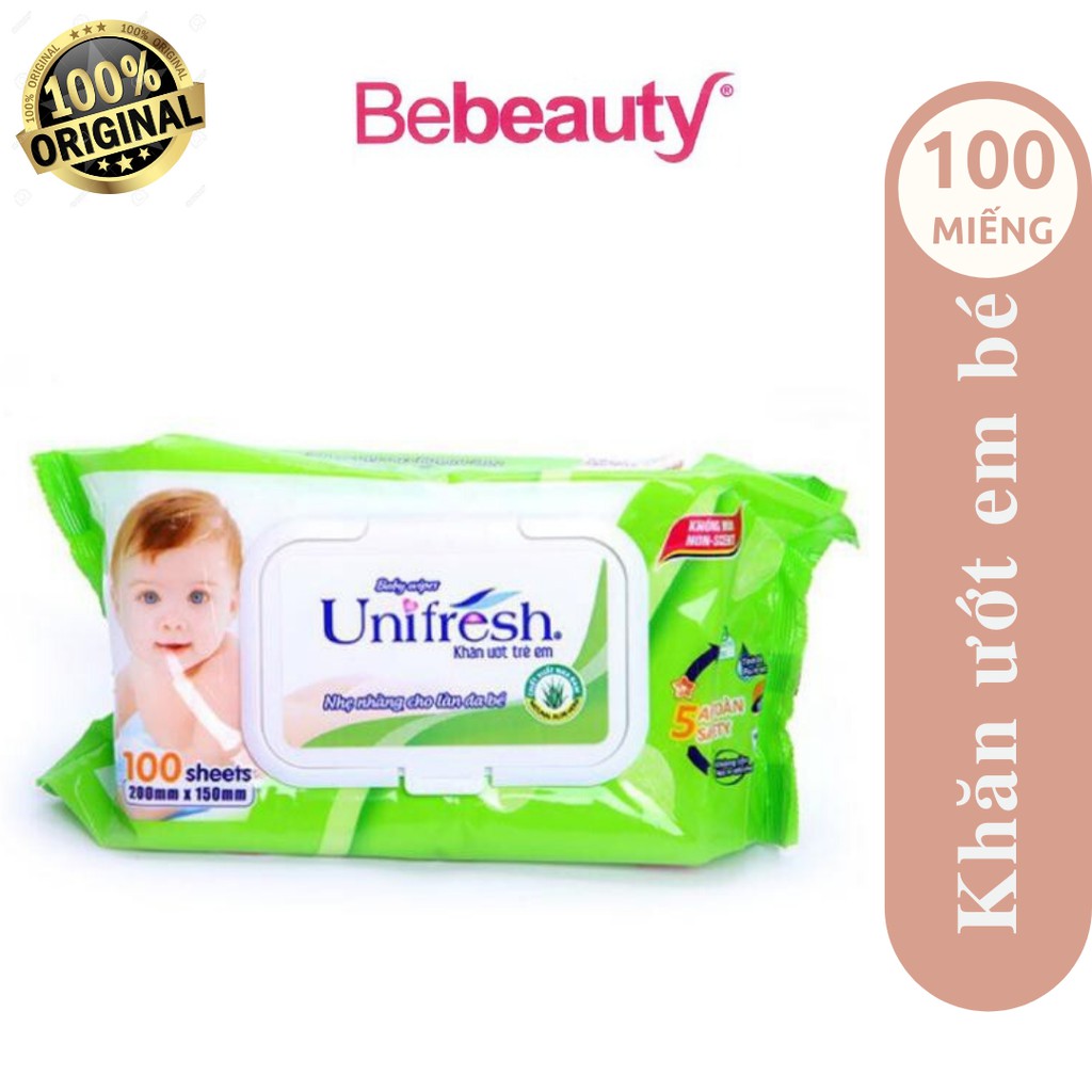 Khăn ướt em bé Unifresh Aloe Vera không mùi gói 100 miếng - 2201330