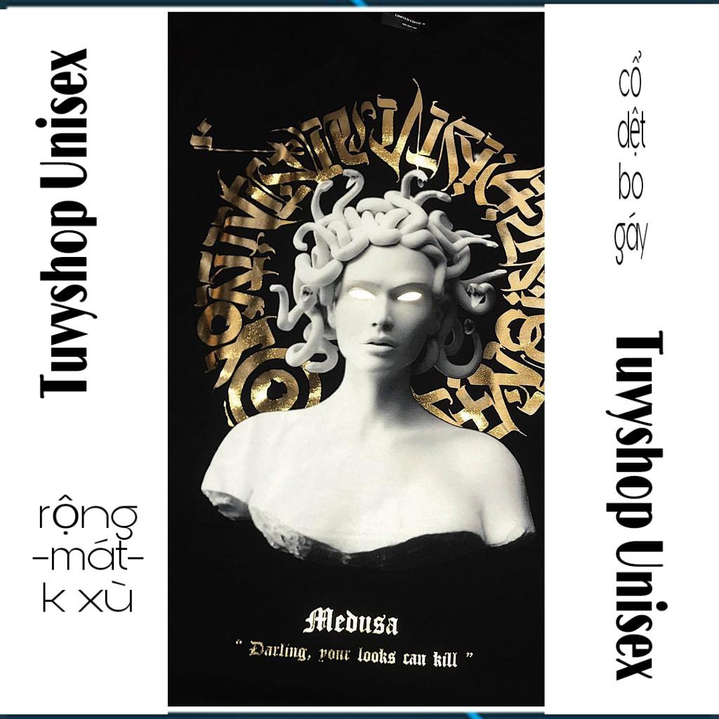 Áo thun Mikenco🔥FREESHIP🔥áo cotton in Medusa 5D đen form unisex nam nữ