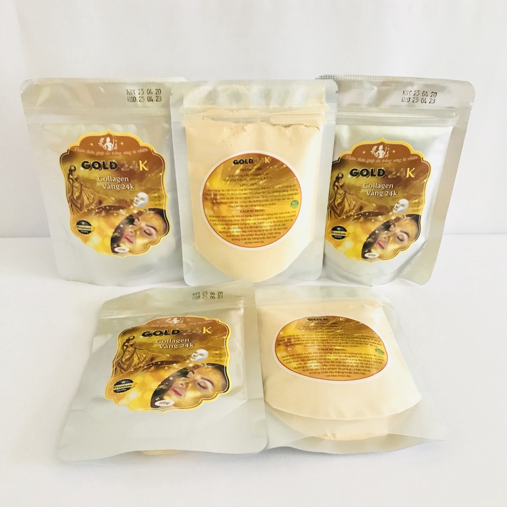 Bột đắp mặt nạ tinh chất vang 24k dưỡng da trắng sáng, mịn màng gói 100G