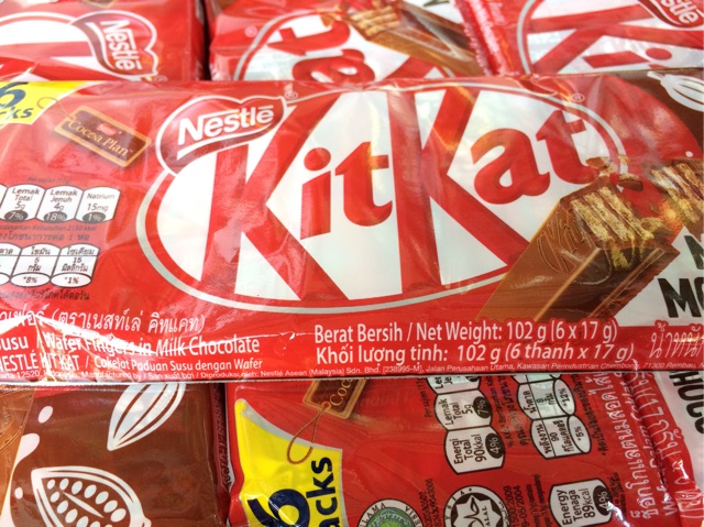 [6 Bánh x17g] Dây KitKat Nestle Malaysia Cream Chocolate