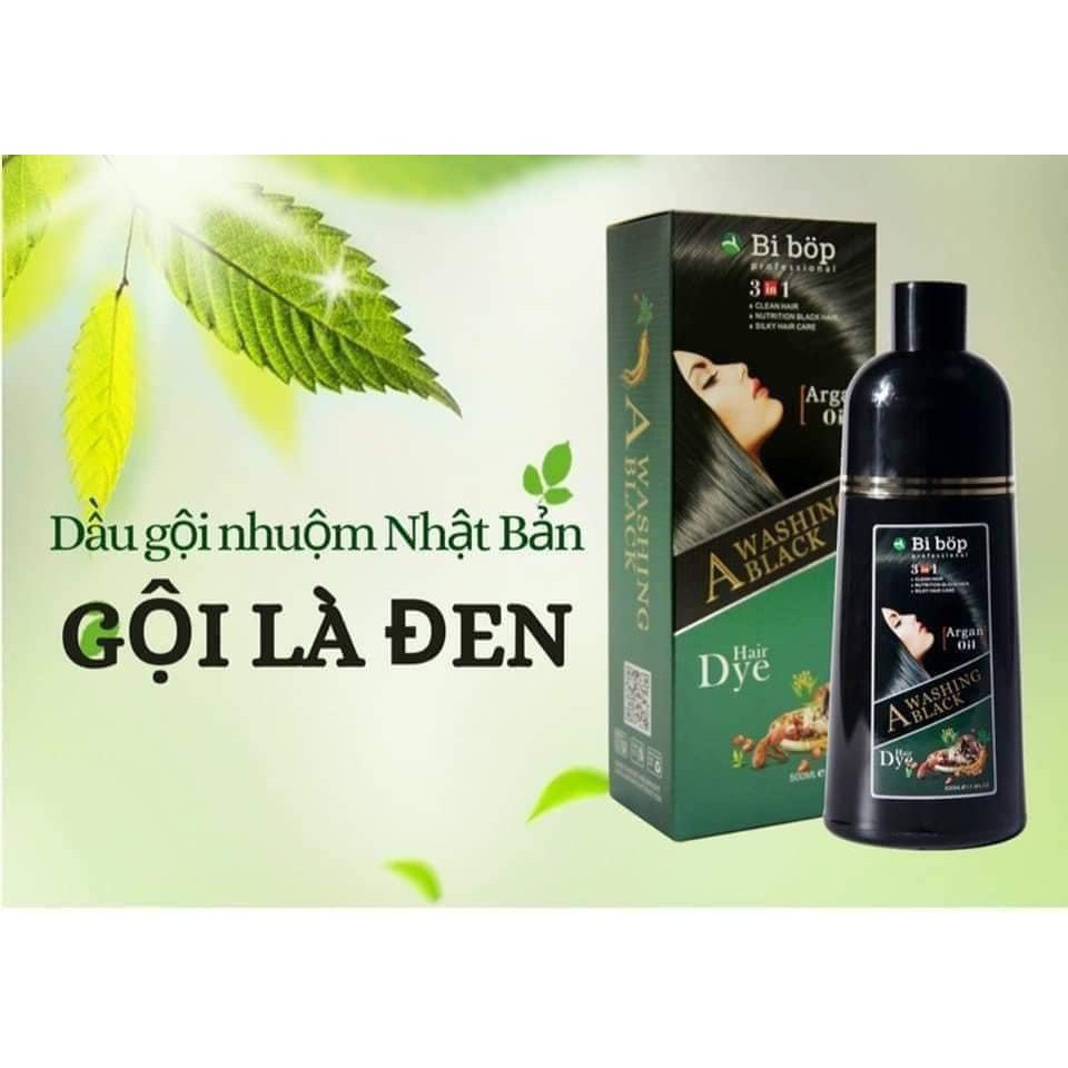 Dầu Gội Phủ Bạc Thảo Dược ( đen ) TÓC BIBOP NHẬT BẢN - GỘI LÀ ĐEN TÓC ( NÂU TÓC )