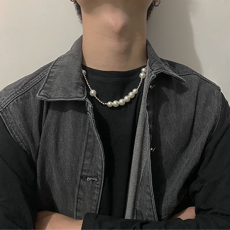 Dây chuyền ngọc trai giả cao cấp phong cách hip-hop đường phố xu hướng cho unisex