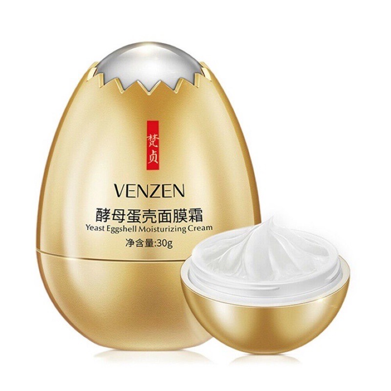 Mặt nạ kem trứng Yeast Eggshell Venzen trắng da và se khít lỗ chân lông nội địa Trung 30g A015