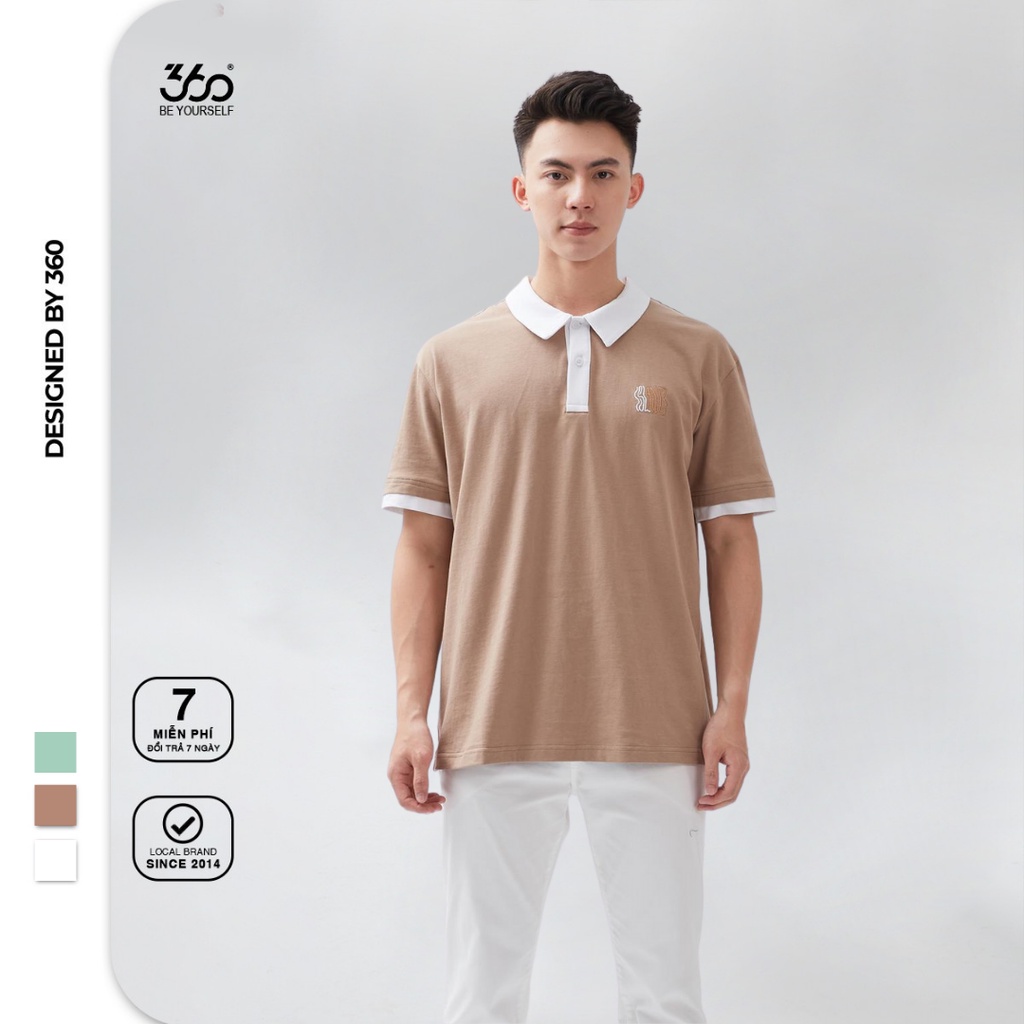 Áo polo cổ bẻ phối màu trẻ trung, chất liệu 100% cotton cao cấp thương hiệu 360 Boutique - POHTK302