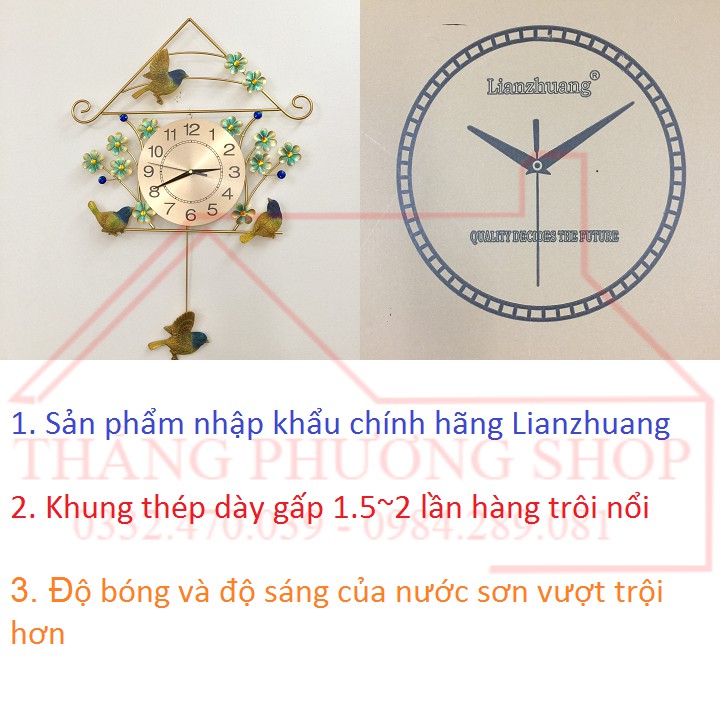 Đồng Hồ Treo Tường Chim Khuyên Gọi Bầy TP-012Y (Hàng Chính Hãng Lianzhuang)