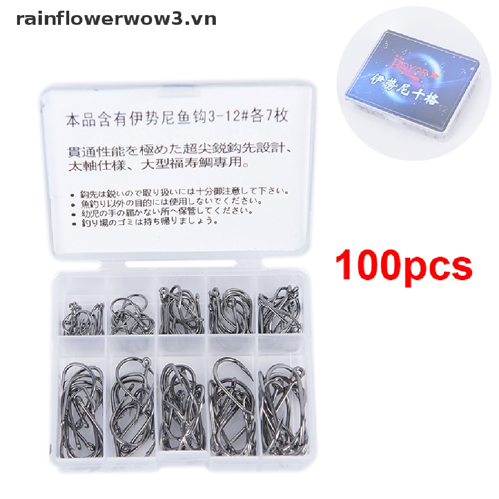 Bộ 100 móc câu cá bằng thép không gỉ bền bỉ tiện lợi