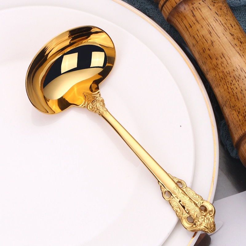 Muỗng múc canh bằng thép không gỉ 304 mạ vàng an toàn tiện dụng cho nhà bếp