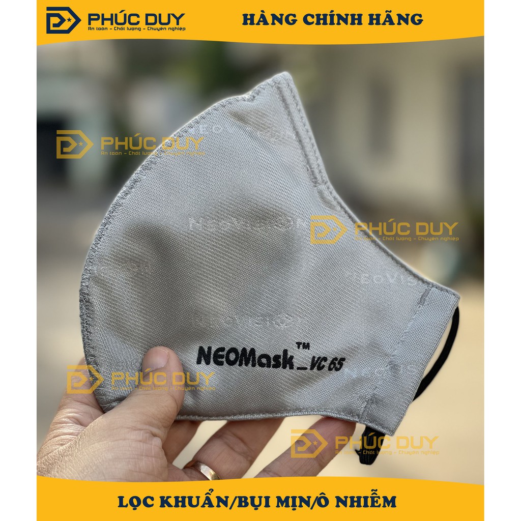 Khẩu trang NEOMASK  than hoạt tính  VC65 đeo tai xám THỜI THƯỢNG