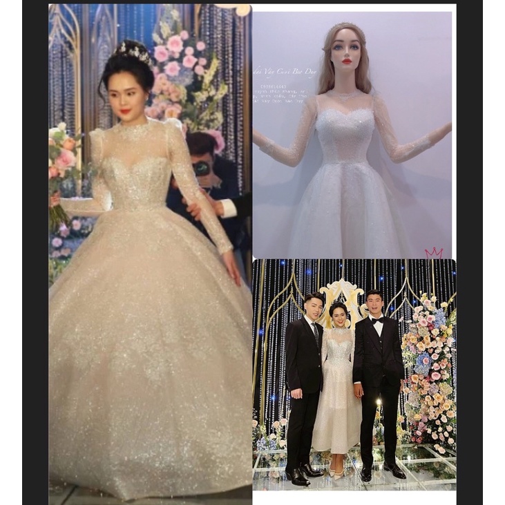 váy cưới trắng ngắn hình thật