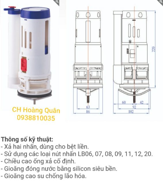 CỤM XẢ NƯỚC BỒN CẦU 2 NHẤN (SMART ROUND)