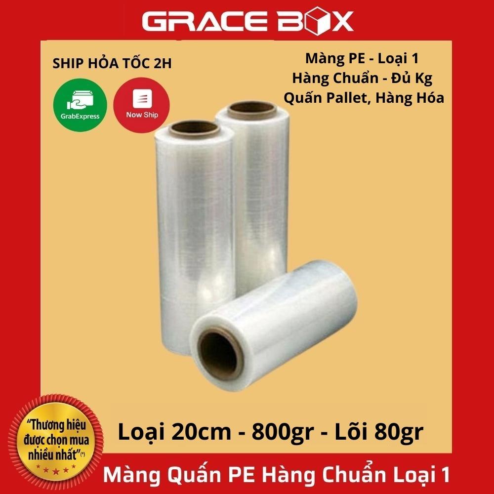 {Giá Xưởng} Màng PE Loại 20cm Nặng 800g Lõi 80gr Quấn Hàng Hoá Tiêu Chuẩn Chất Lượng Loại 1 - Siêu Thị Bao Bì Grace Box