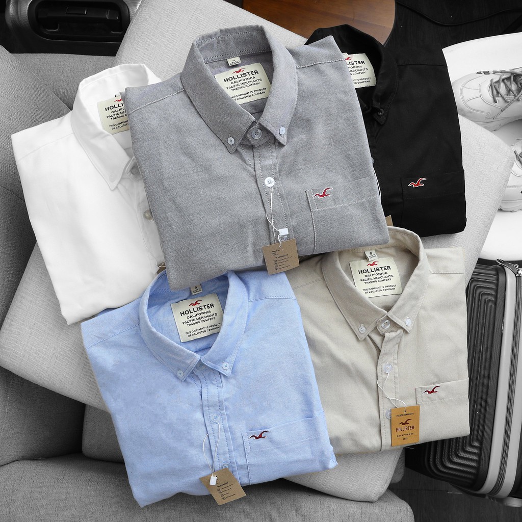 Áo sơ mi nam tay dài Cao Cấp Hollister màu Xanh Da Trời vải Oxford xịn - Hàng VN xuất EU - Đẳng Cấp Chất Lượng