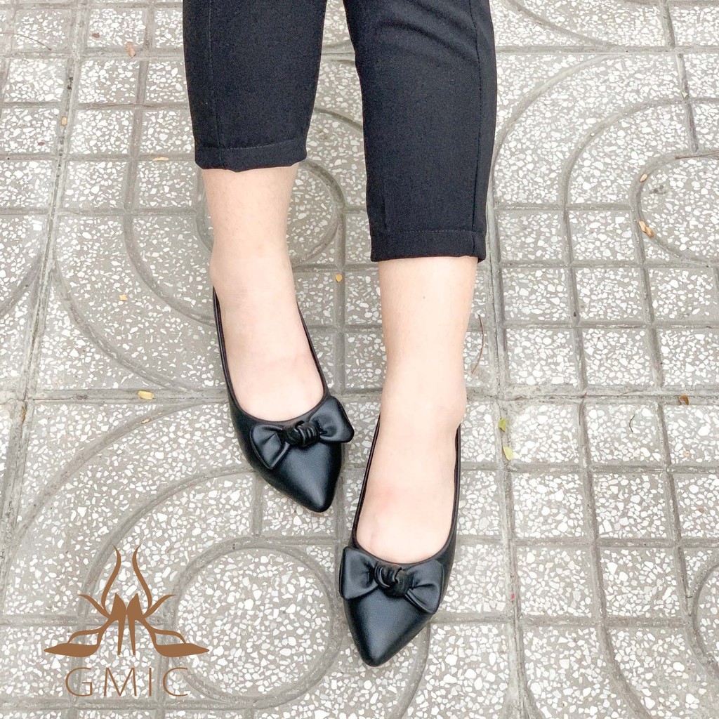 [ BIG SIZE ]Giày Bệt Nữ Mũi Nhọn Thắt Nơ Siêu Xinh, Giày Búp Bê Nữ Êm Chân Đế Cao Su Cao Cấp NBB004 | BigBuy360 - bigbuy360.vn