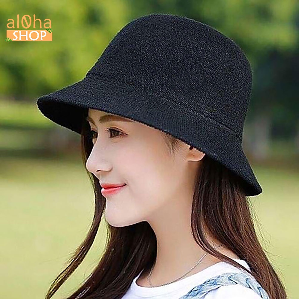 Mũ cói vành nhỏ trơn - nón cói vành nhỏ chống nắng, đi biển phong cách Hàn - al0ha Shop