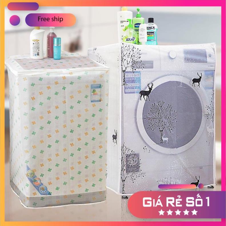 Bọc Trùm Máy Giặt Cửa Ngang,Cửa Trên Peva Chống Thấm, Che Phủ Máy Giặt Hàng Đẹp (cửa trên:56*54*86, cửa trước:60*56*83)