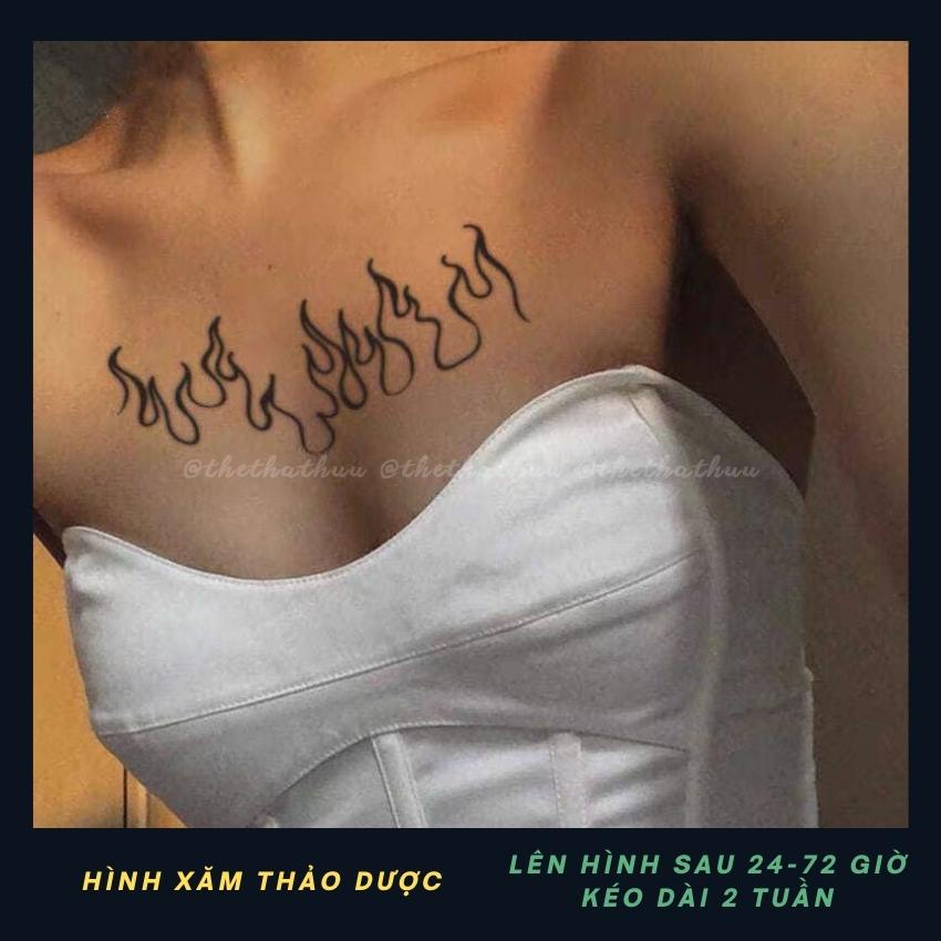 Hình Xăm Ngọn Lửa Tạm Thời Thảo Dược 15 Ngày Không Thấm Nước Mồ Hôi Thethathuu S113